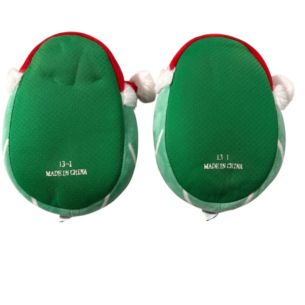 Squishmallows Carol the Christmas‎ Tree Slippers Green Santa Hat Kids Size 13/1